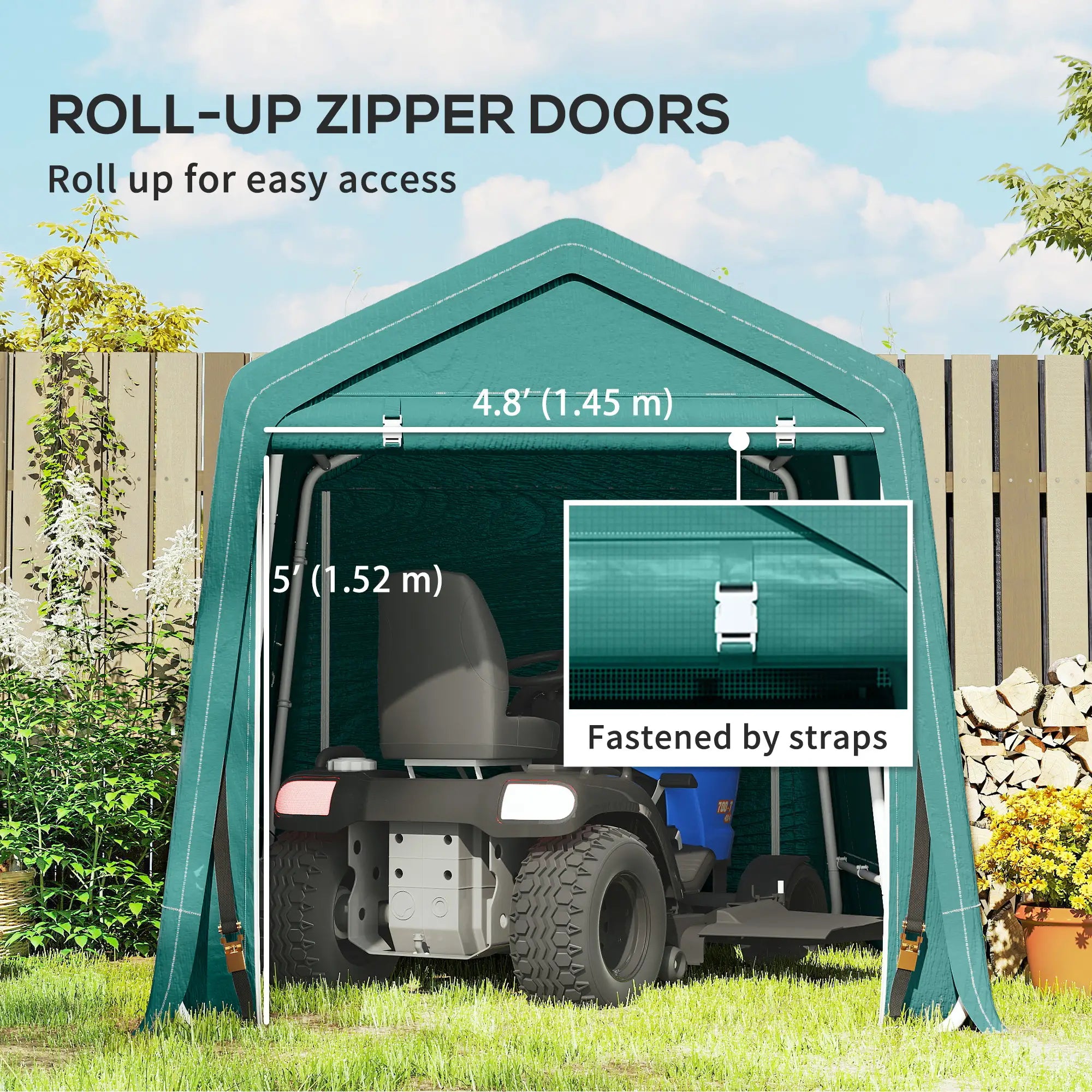 7.9' x 6.6' Garden Storage Tent, Metal Frame, Double Zipper Doors, Green Car Shelters at Gallery Canada