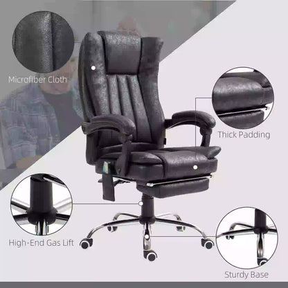 Office Chair, 6-Point Vibration Massage, Micro Fiber Recliner, Retractable Footrest, Black Massage Chairs at Gallery Canada