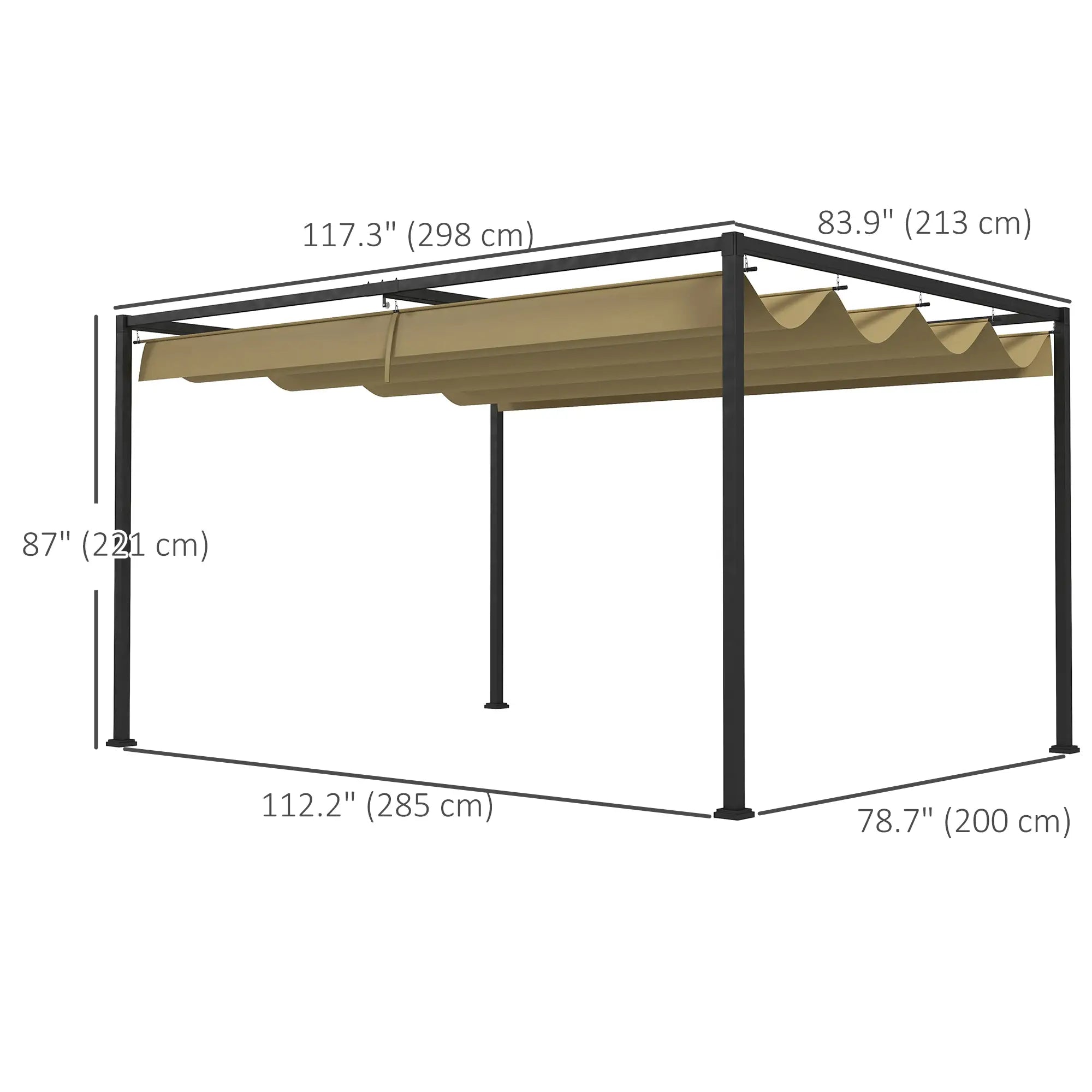 10' x 7' Patio Pergola, Retractable Canopy, Outdoor Sun Shelter, Khaki Pergolas at Gallery Canada