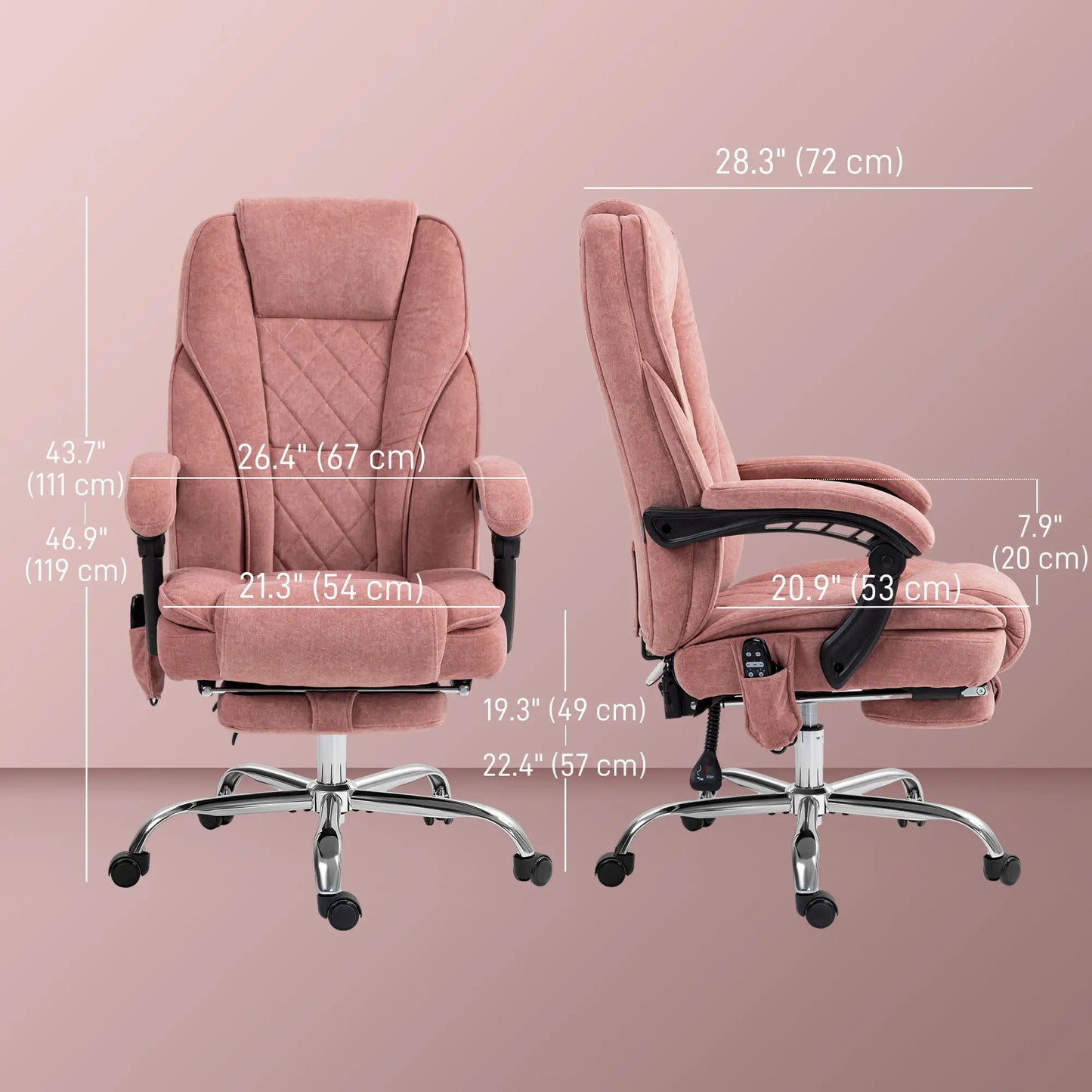 Massage Office Chair, Reclining Computer Chair, Adjustable Height, Pink Massage Chairs at Gallery Canada