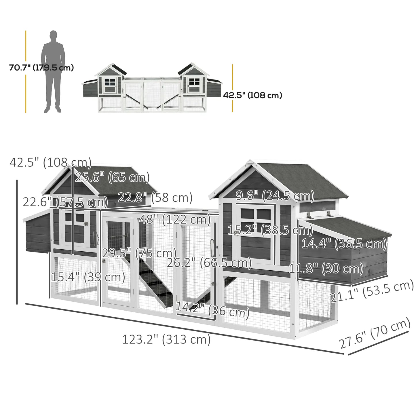 Extra Large Chicken Coop, Wooden Poultry House, Rabbit Hutch, Grey Chicken Coops at Gallery Canada