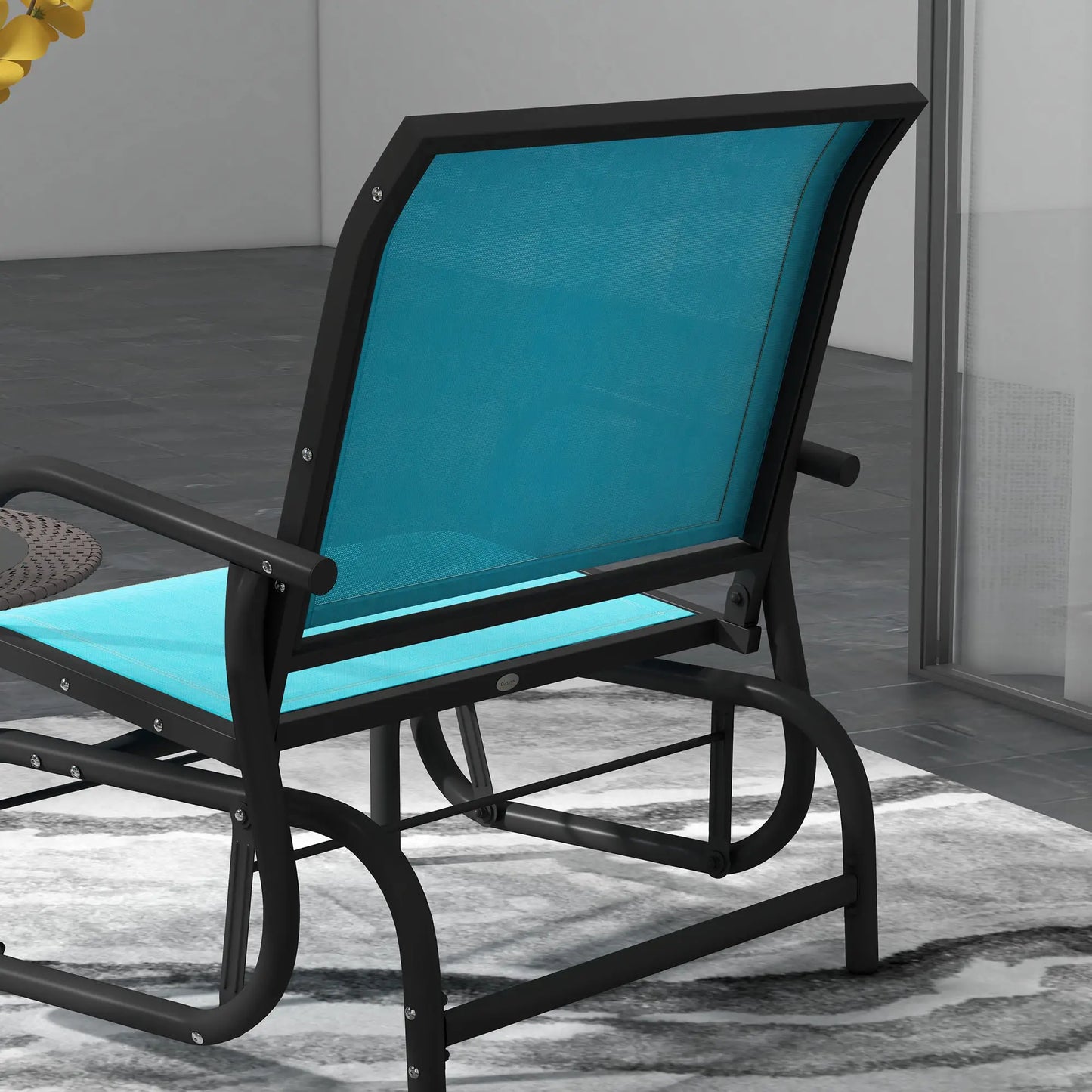Outdoor Patio Glider Set, 2 Chairs, Breathable Mesh Seat, Blue Outdoor Gliders at Gallery Canada