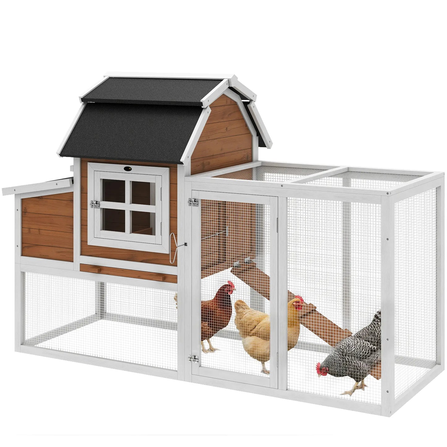 71" Chicken Coop For 3 Chickens, Wooden Hen House With Run, Removable Tray Chicken Coops at Gallery Canada