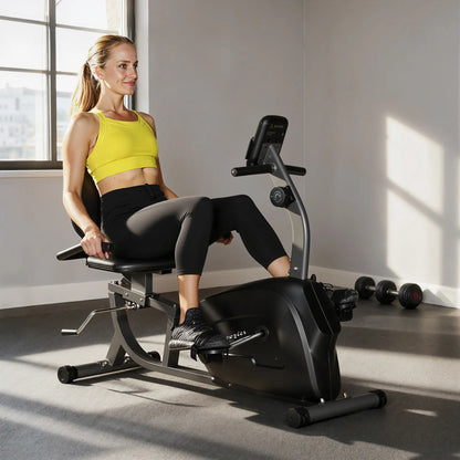 Recumbent Exercise Bike, 8-Level Magnetic Resistance, LCD Monitor, Heart Rate Handle, Adjustable Seat Exercise & Stationary Bikes at Gallery Canada