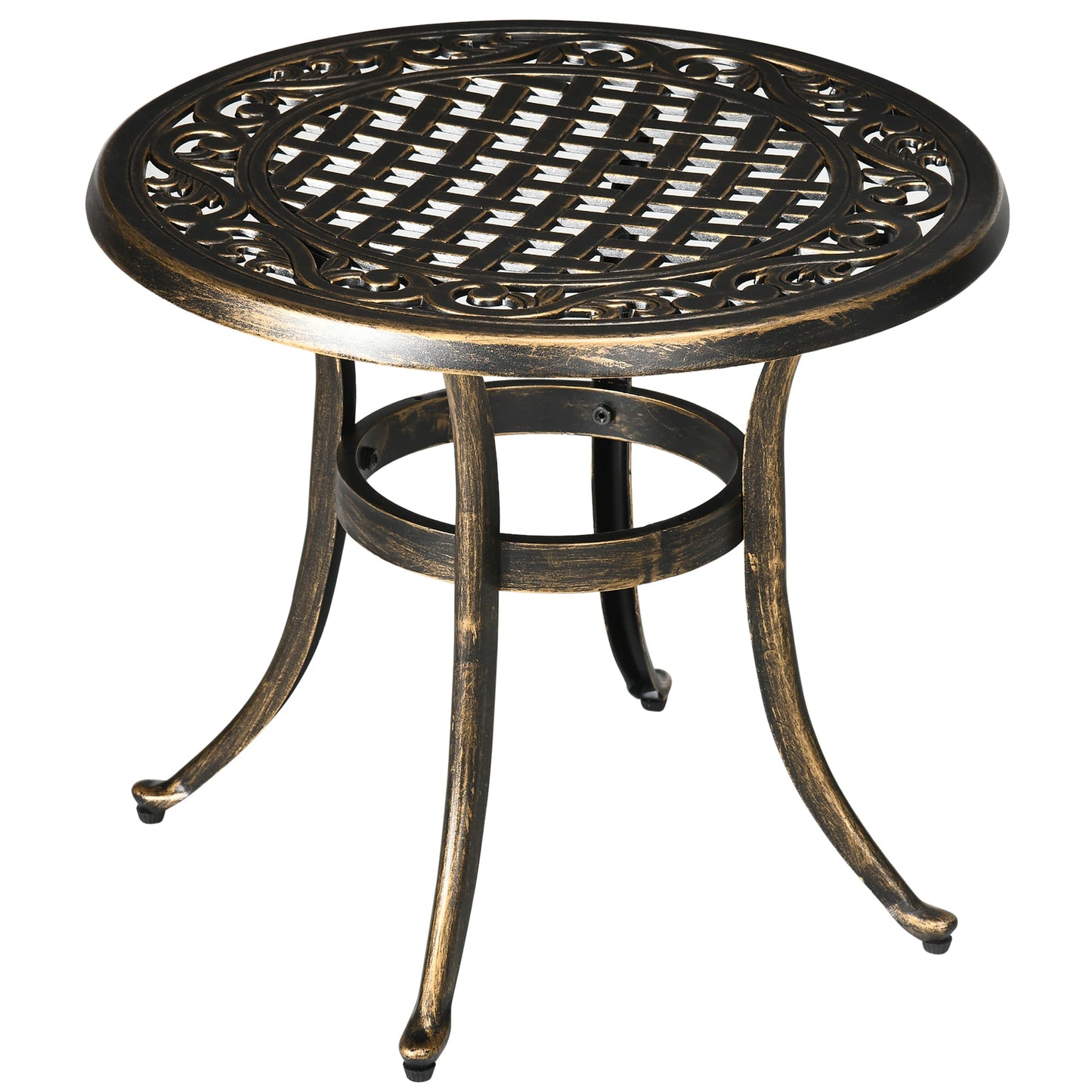 23.6" Round Outdoor Side Table, Cast Aluminum Frame, Bronze Patio Side Tables Bronze at Gallery Canada