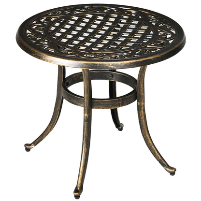 23.6" Round Outdoor Side Table, Cast Aluminum Frame, Bronze Patio Side Tables Bronze at Gallery Canada