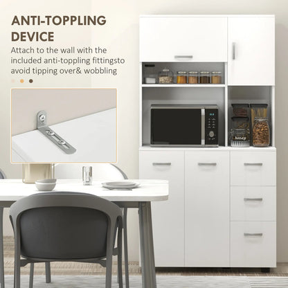 Freestanding Kitchen Microwave Cabinet Tall Cabinet with Doors Drawers Shelves, White Kitchen Pantry Cabinets at Gallery Canada