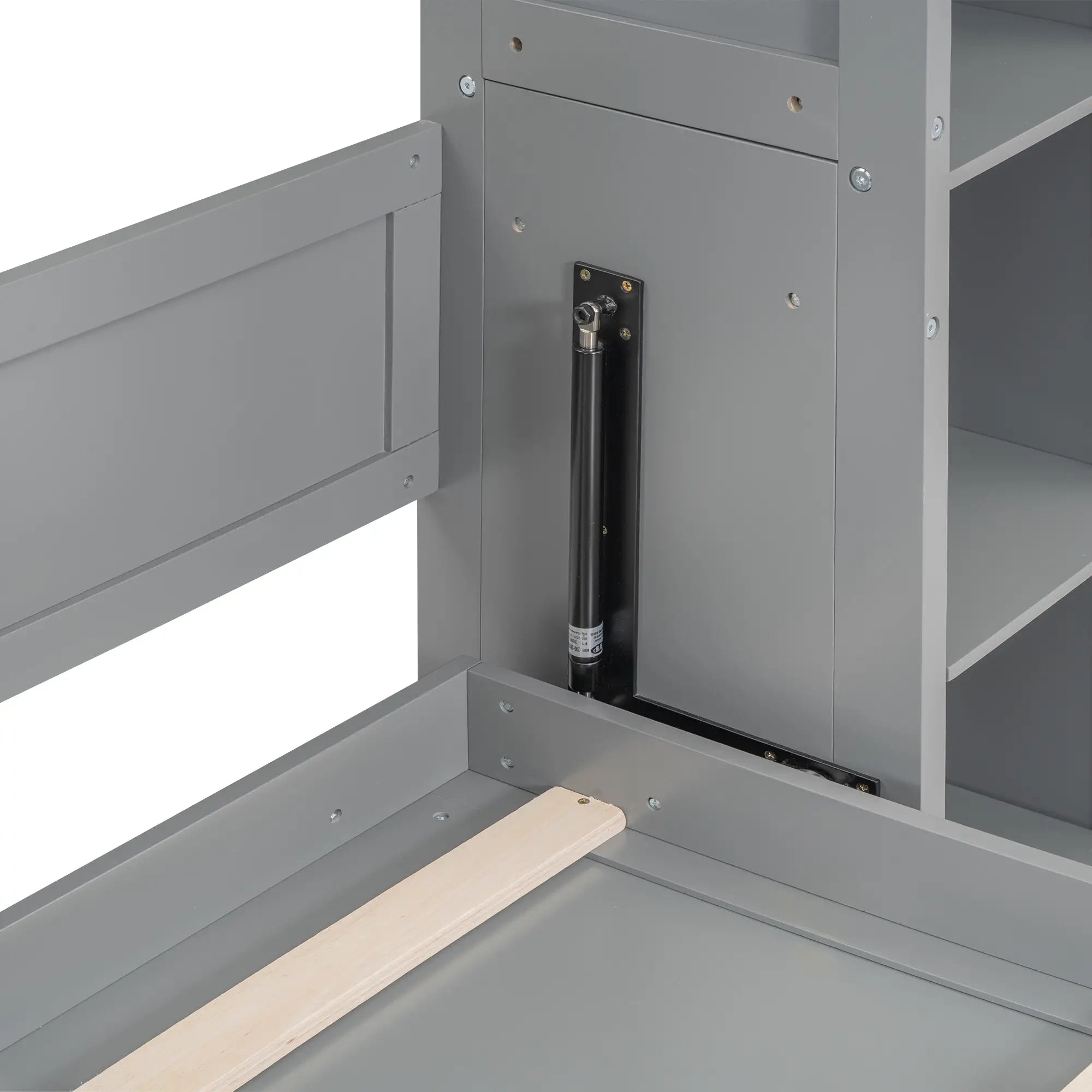 Murphy Bed with Shelves, LED Lights, Space-Saving Wall Bed, 91