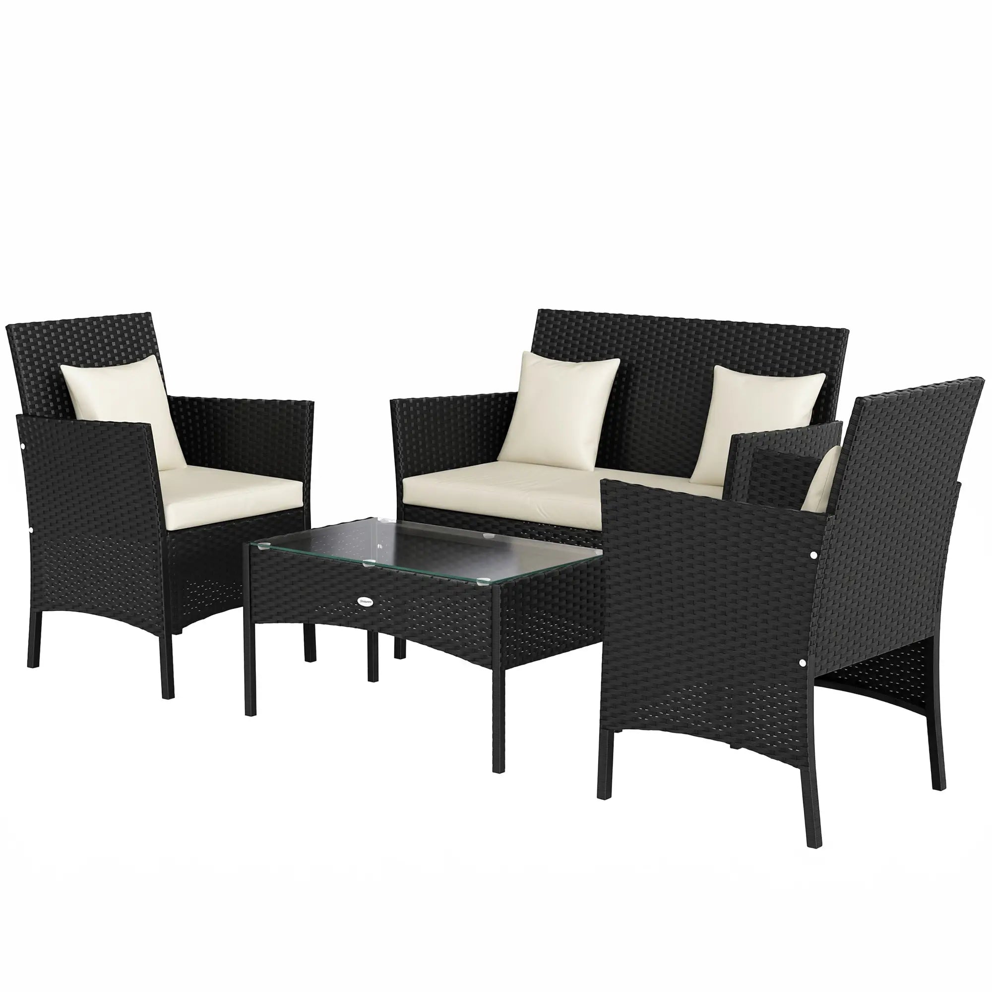 4-Piece Rattan Patio Set, Coffee Table, 22.8