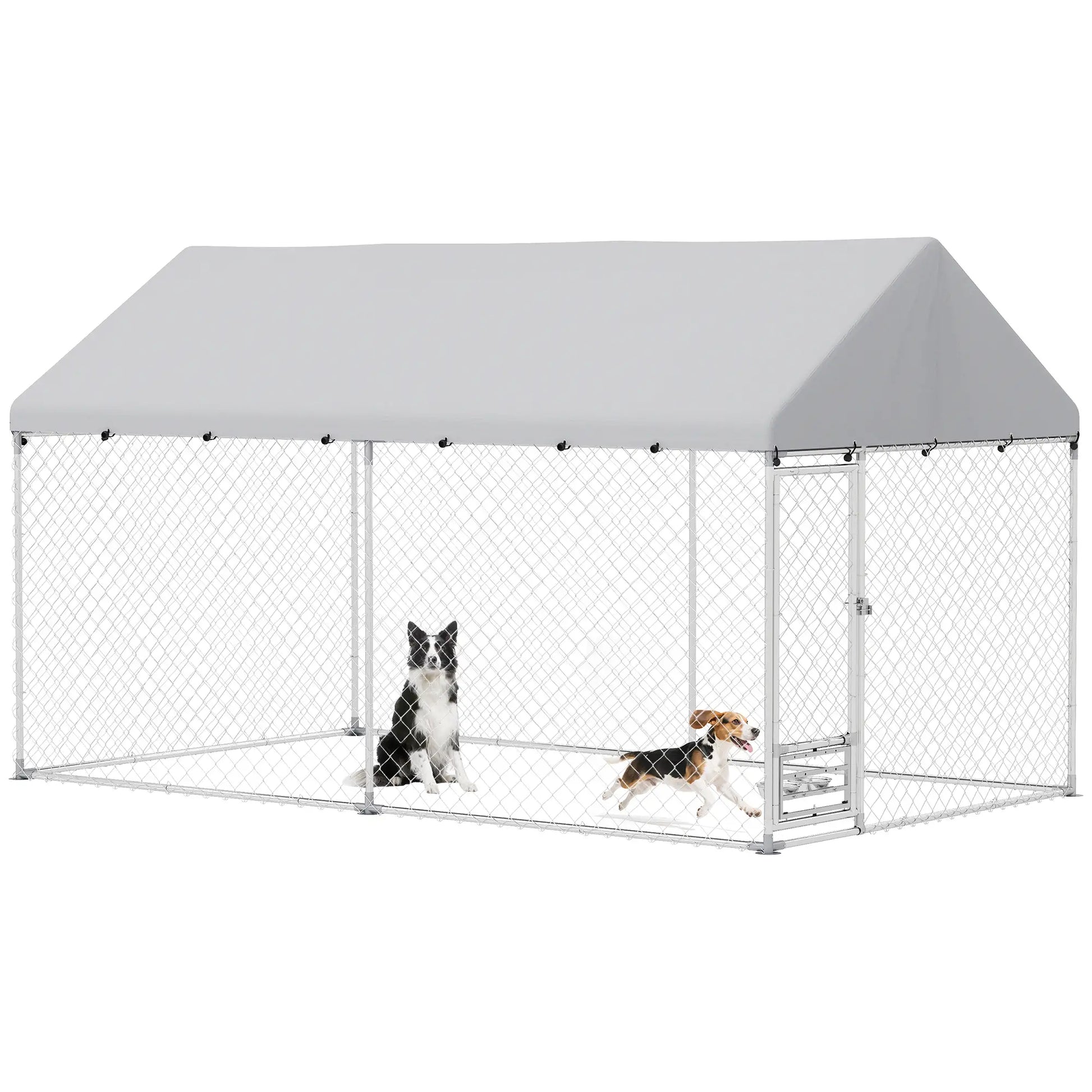 Outdoor Dog Run, Adjustable Bowls, Waterproof Cover, Escape-Proof Lock, 13.1' x 7.5' x 7.5' Houses, Kennels & Pens at Gallery Canada
