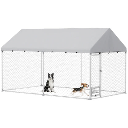 Outdoor Dog Run, Adjustable Bowls, Waterproof Cover, Escape-Proof Lock, 13.1' x 7.5' x 7.5' Houses, Kennels & Pens at Gallery Canada