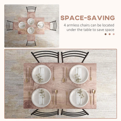 5 Piece Dining Table Set for 4, Space Saving Kitchen Table and 4 Chairs, Rectangle, Steel Frame for Dining Room Bar Sets at Gallery Canada