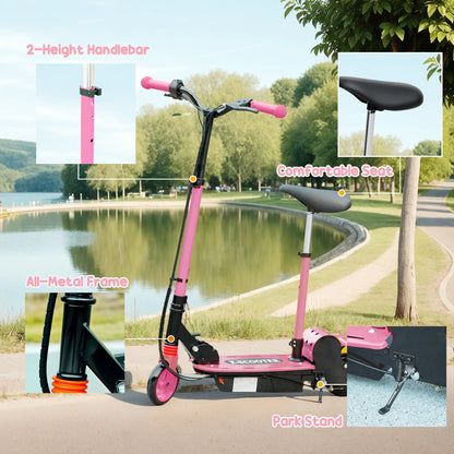 Foldable Electric Scooter for Kids, Seat, 2 Heights, 6km Range, 12km/h, Pink Scooters at Gallery Canada