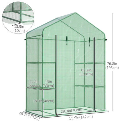 3-Tier Mini Greenhouse, 4 Shelves, Roll-Up Door, 56" x 29" x 77", Green Walk In Greenhouses at Gallery Canada