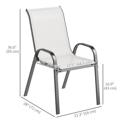 Set of 2 Outdoor Dining Chairs, Stackable, High Back, Light Grey Patio Chairs at Gallery Canada