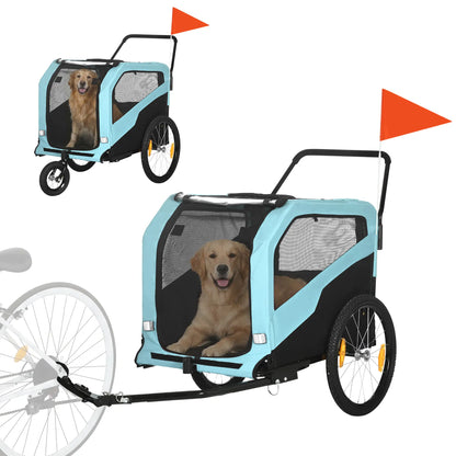 2-in-1 Dog Bike Trailer, Pet Stroller, Large, Quick-Release Wheels, Blue Dog Bike Trailers & Strollers Light Blue at Gallery Canada