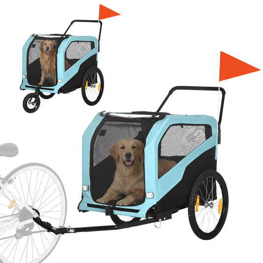 2-in-1 Dog Bike Trailer, Pet Stroller, Large, Quick-Release Wheels, Blue Dog Bike Trailers & Strollers Light Blue at Gallery Canada