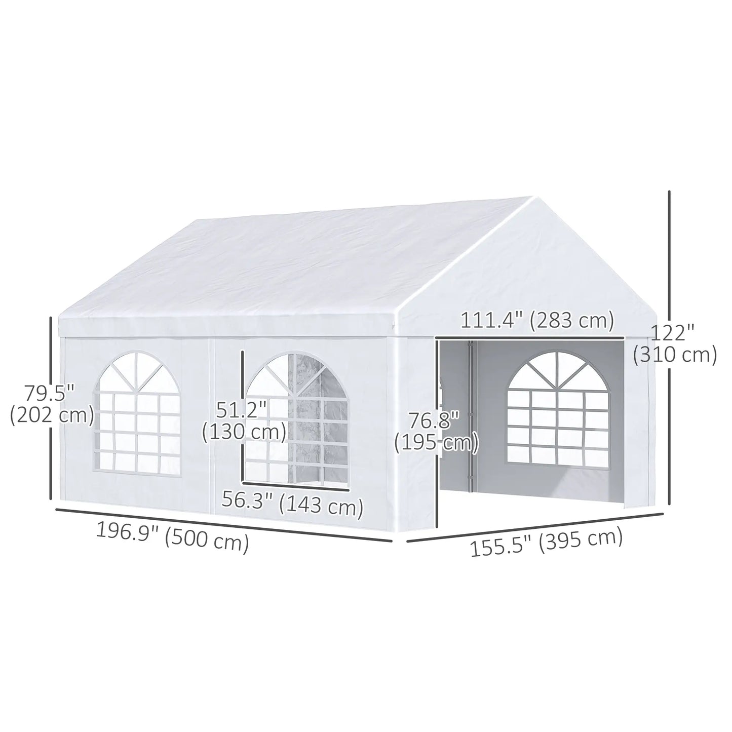16.5' x 13' Outdoor Party Tent, With Sides, 4 Windows, 2 Doors, White Canopy Tents at Gallery Canada