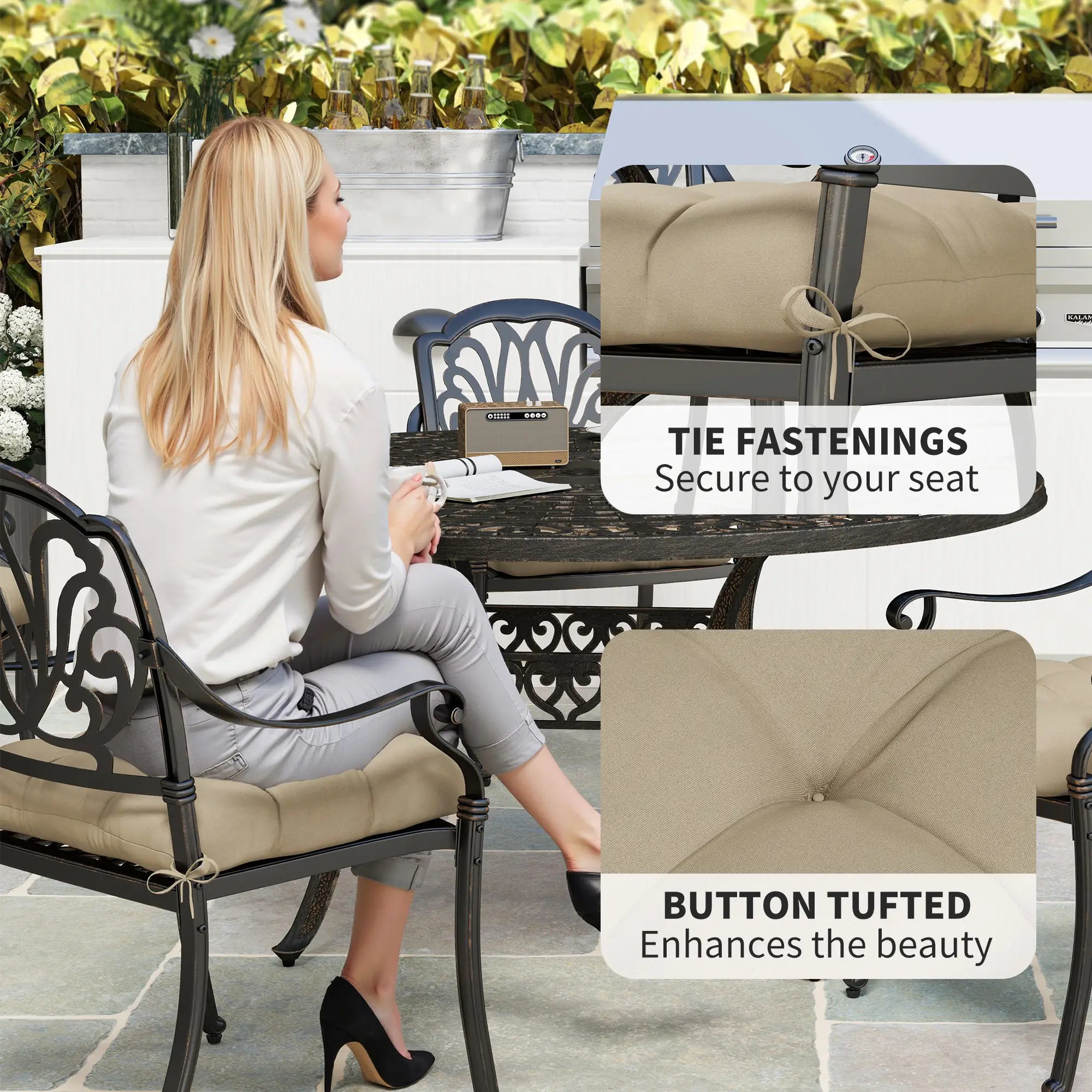 4-Piece Patio Chair Cushion Set With Ties, Indoor Outdoor Replacement Patio Chair Cushions at Gallery Canada