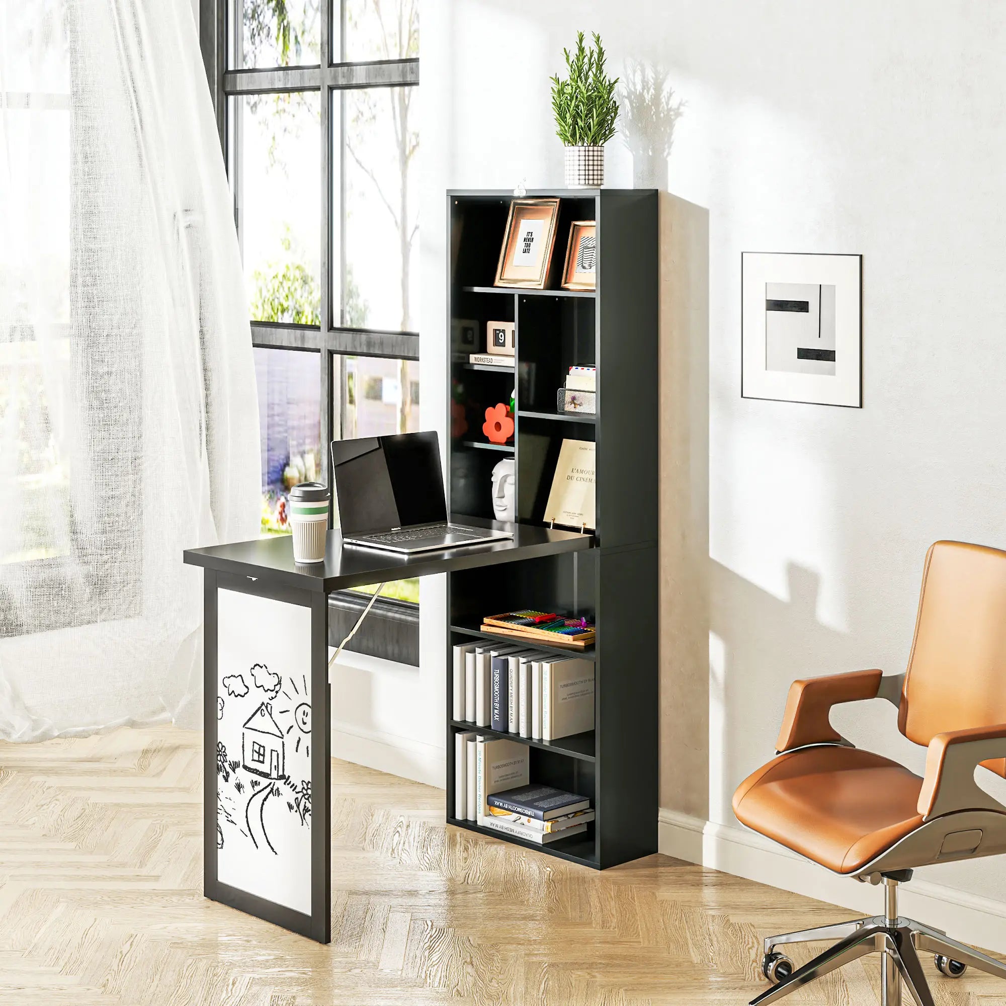 Fold-Out Convertible Office Desk, Wall Mount, Black Writing Desks at Gallery Canada