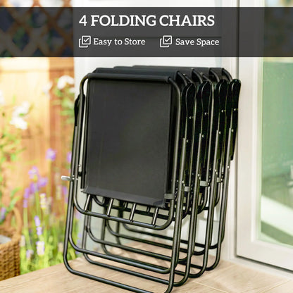 6 Piece Patio Dining Set, Glass Table, Folding Chairs, Black Outdoor Dining Sets at Gallery Canada