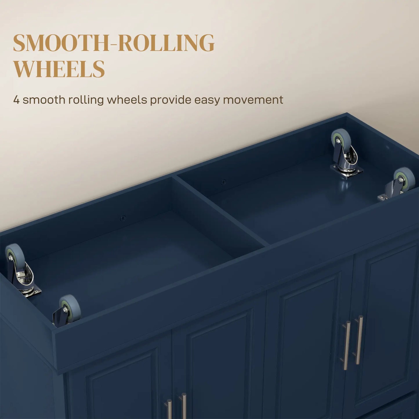 Rolling Kitchen Island with Storage, Stainless Steel Top, Blue Kitchen Islands & Kitchen Carts at Gallery Canada