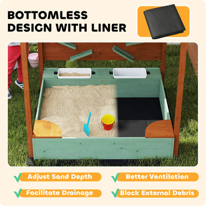 Wooden Kids Sandbox with Canopy, 46" x 44" W x 50", Green Sandboxes & Accessories at Gallery Canada