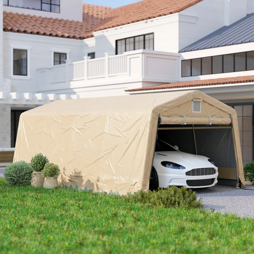 11' x 20' Portable Garage, Heavy Duty Carport Canopy, Khaki