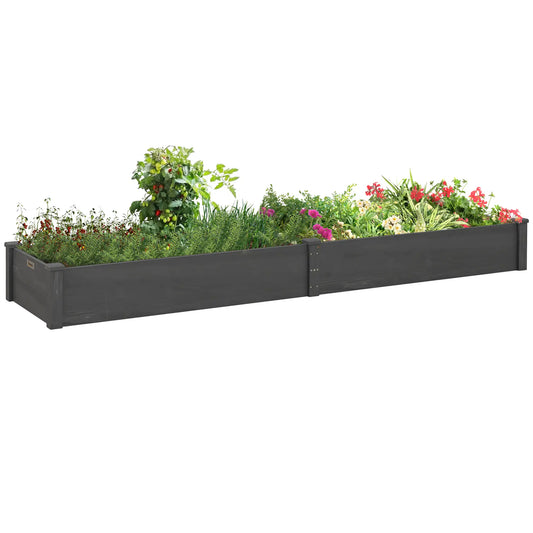 Garden Bed, 2 Planter Boxes, Non-Woven Fabric Liner, 96" x 24" x 10", Grey Raised Garden Beds Grey at Gallery Canada