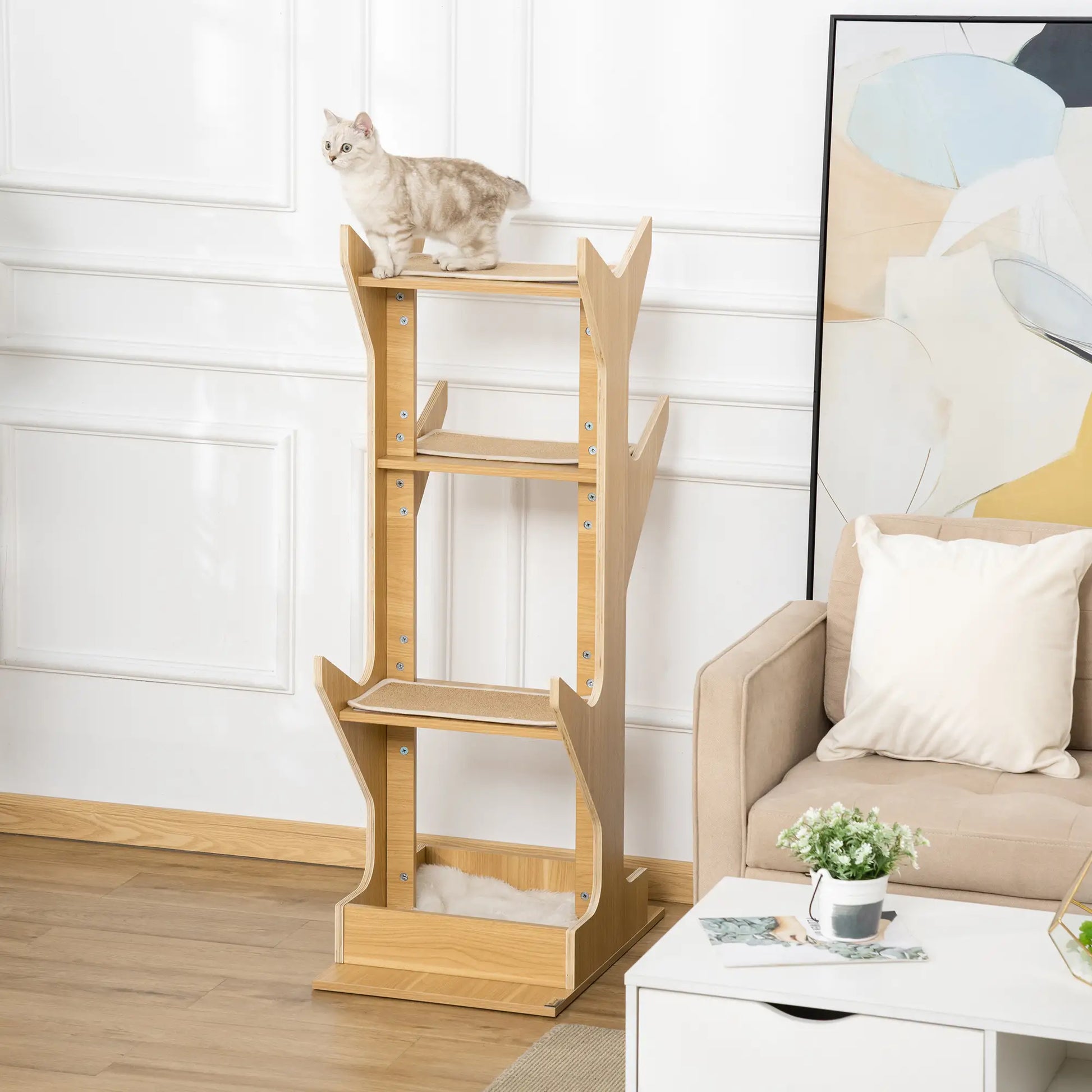 4-Level Cat Tree with Resting House, Activity Center, Oak Cat Towers at Gallery Canada