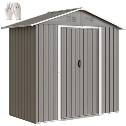 6.5x3.5ft Metal Garden Storage Shed, Double Sliding Doors, Light Grey Sheds at Gallery Canada