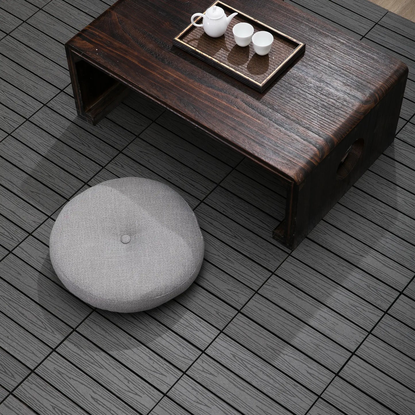Interlocking Deck Tiles, 11 Pack 12" x 12", Waterproof Non-Slip, Grey Deck Tiles at Gallery Canada