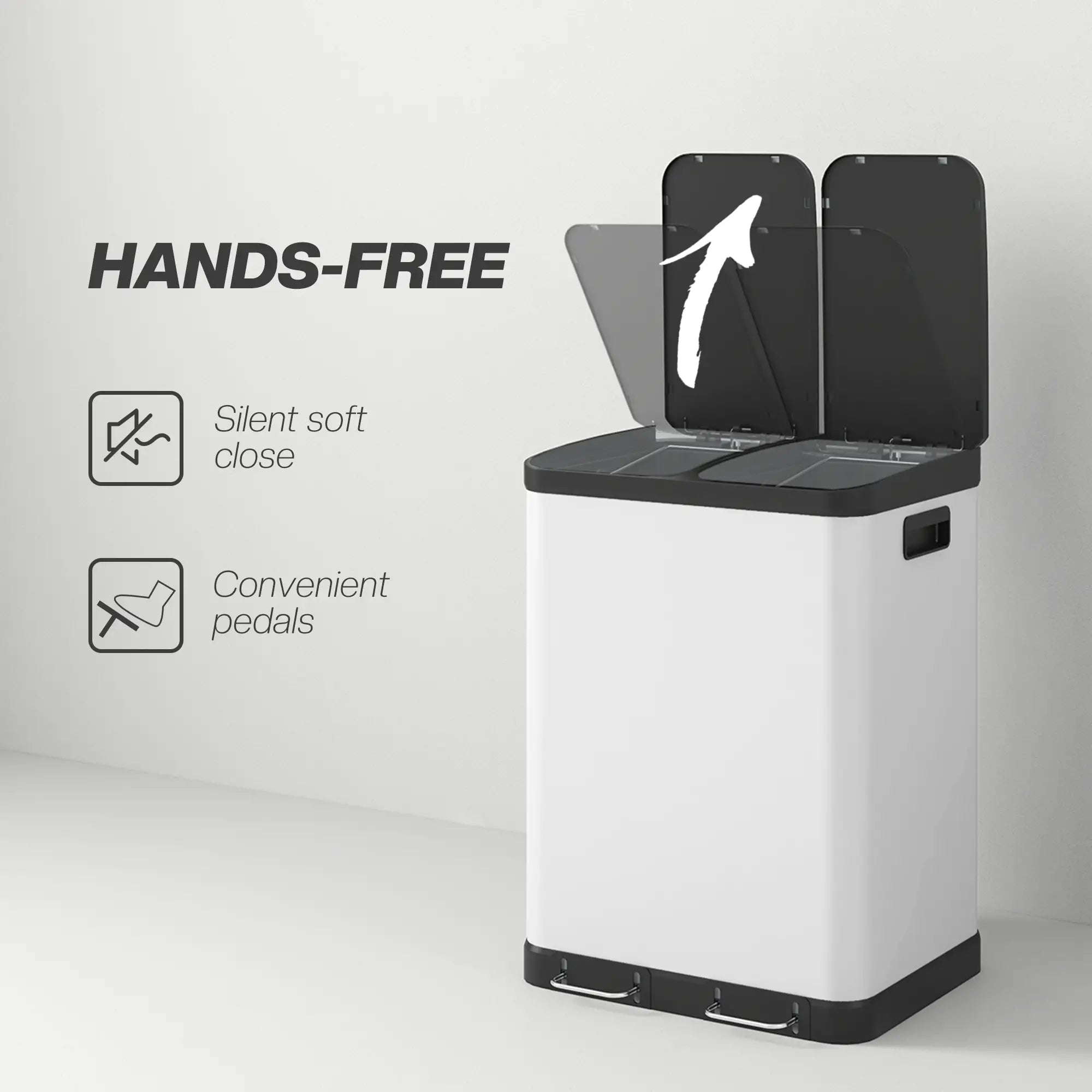 Kitchen Garbage Bin, 2 x 7.9 Gal, Soft-Close With Removable Buckets, White Small Kitchen Appliances at Gallery Canada