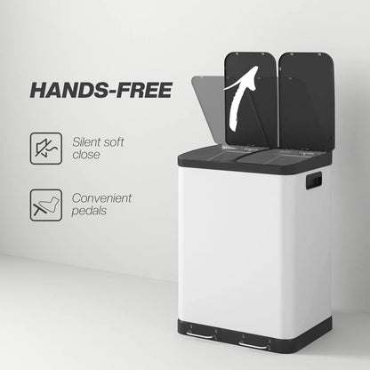 Kitchen Garbage Bin, 2 x 7.9 Gal, Soft-Close With Removable Buckets, White Small Kitchen Appliances at Gallery Canada