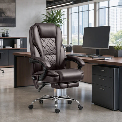 Massage Office Chair, Reclining Computer Chair, Adjustable Height, Footrest, Dark Brown Massage Chairs at Gallery Canada