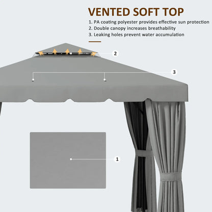 10' x 10' Outdoor Gazebo, Double Soft-Top, with Curtains, Light Grey Gazebos at Gallery Canada