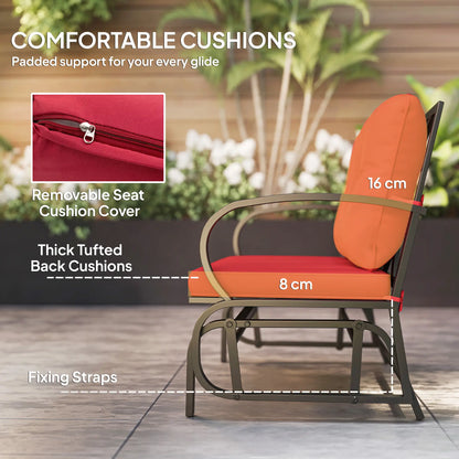 2-Person Outdoor Glider Chair, Steel Frame with Cushions, Red Outdoor Gliders at Gallery Canada