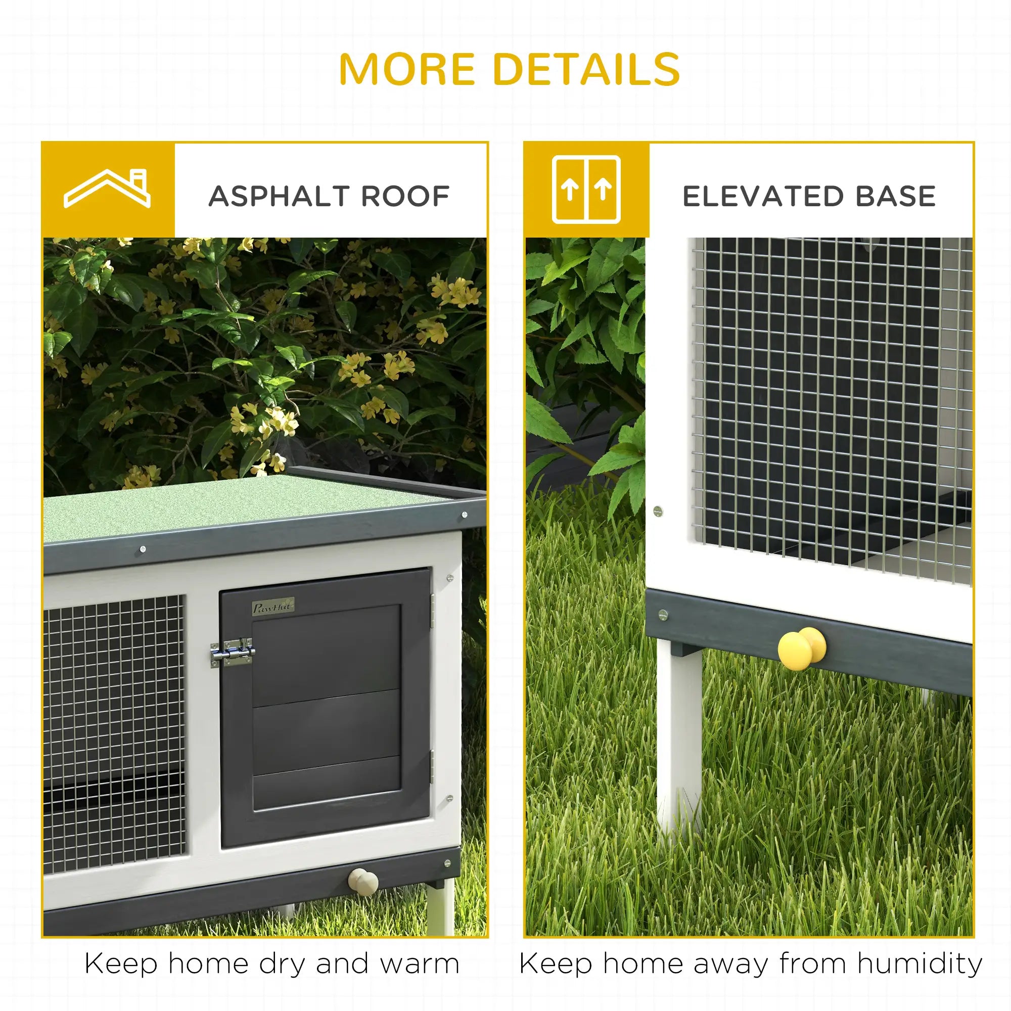 Wooden Outdoor Rabbit Hutch, Slide-Out Tray, Openable Roof, 35