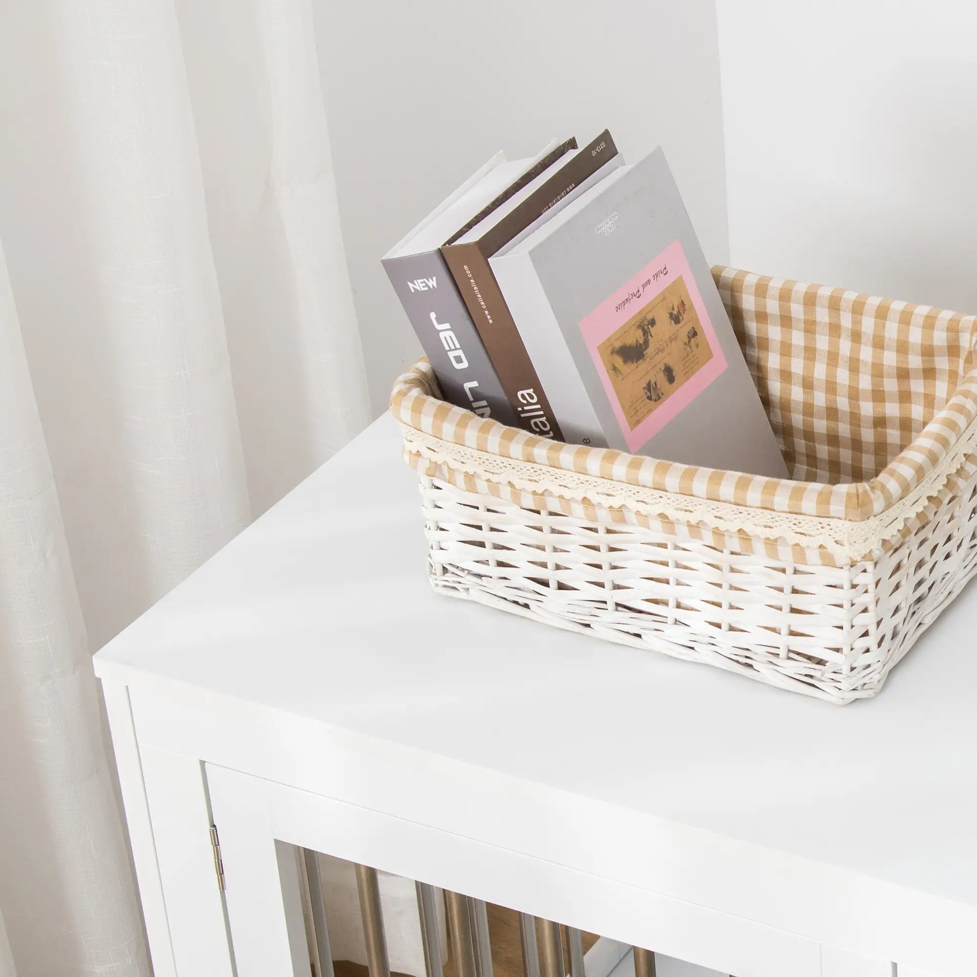 2-in-1 Dog Cage and Side Table, Two Lockable Doors, Medium Size, White Houses, Kennels & Pens at Gallery Canada