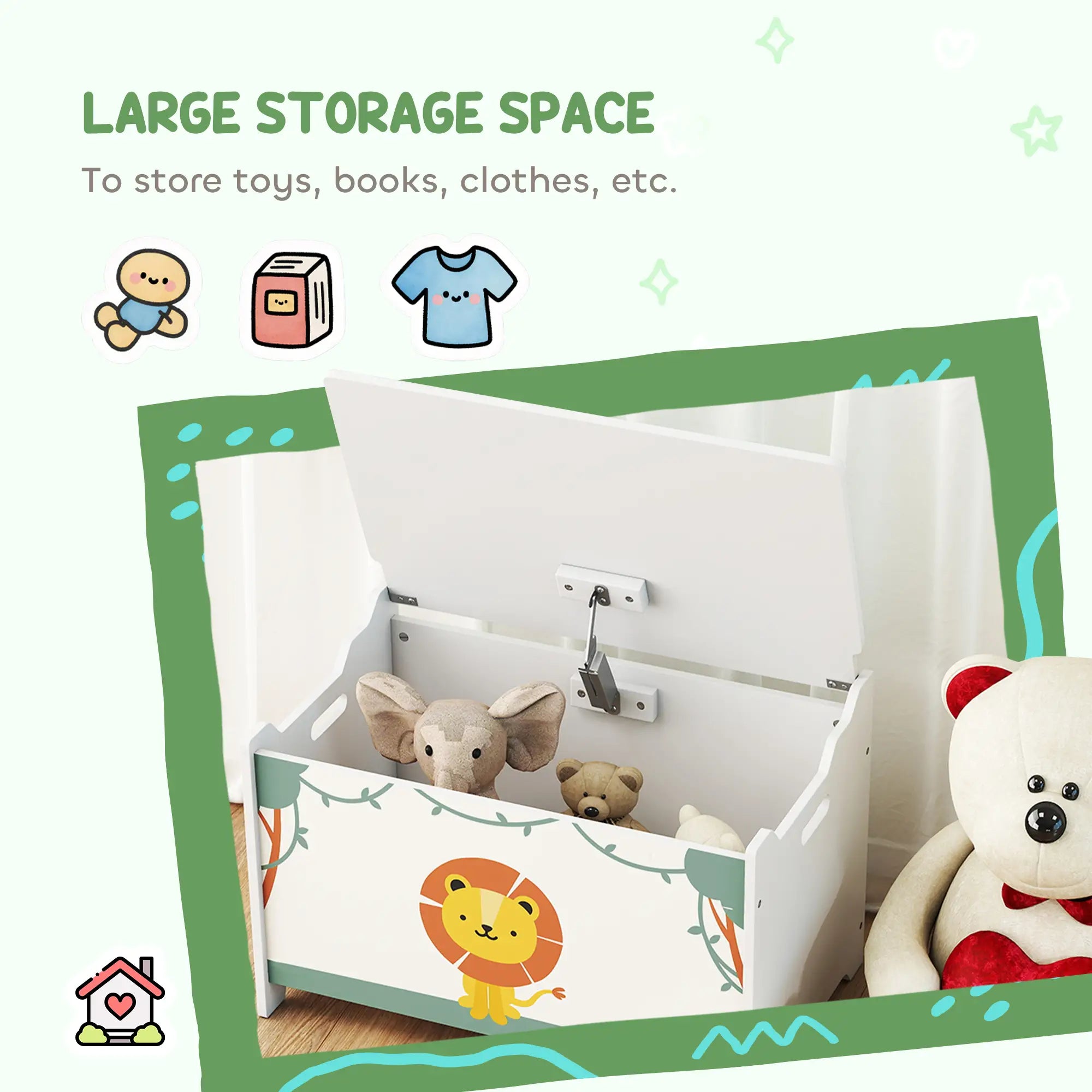 Kids Storage Chest with Lid, Safety Hinges, Green Baby & Kids Storage at Gallery Canada