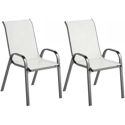 Set of 2 Outdoor Dining Chairs, Stackable, High Back, Light Grey Patio Chairs at Gallery Canada