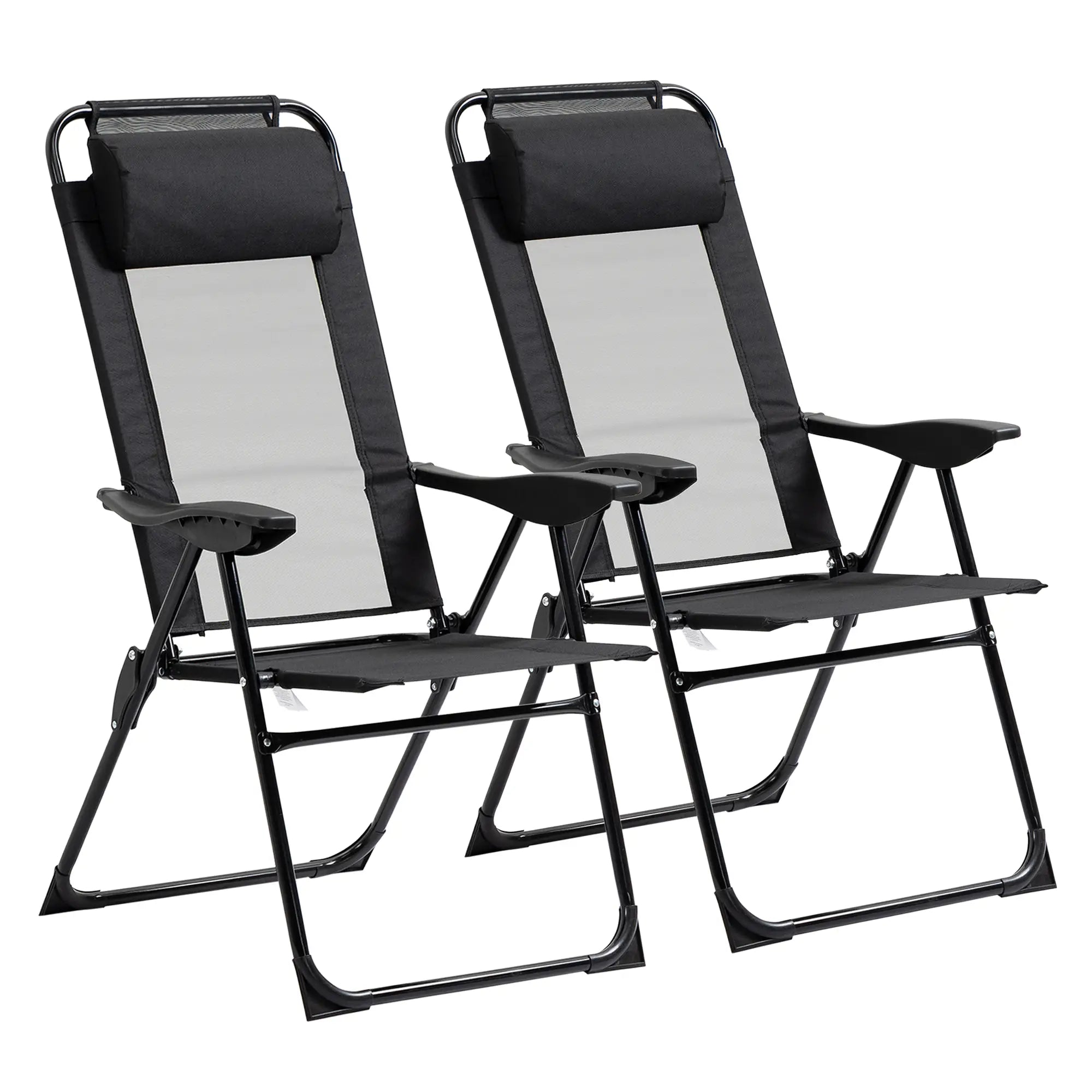 Double Camping Chairs, Foldable, Reclining, Headrest, Black Patio Chairs at Gallery Canada