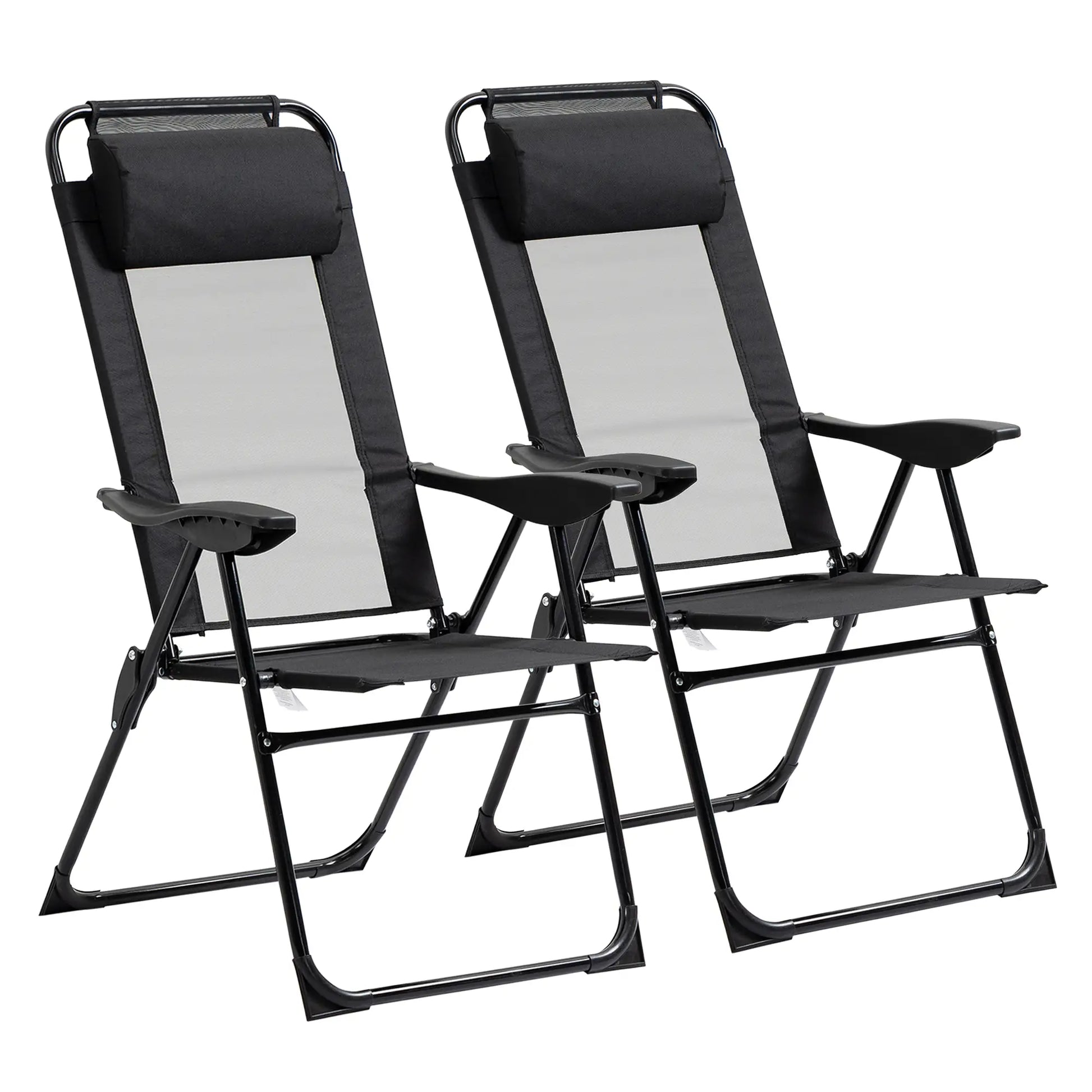 Double Camping Chairs, Foldable, Reclining, Headrest, Black Patio Chairs at Gallery Canada