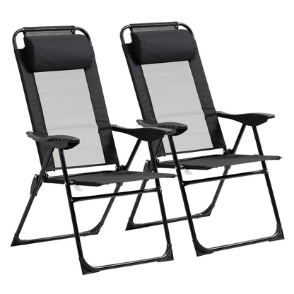 Double Camping Chairs, Foldable, Reclining, Headrest, Black Patio Chairs at Gallery Canada