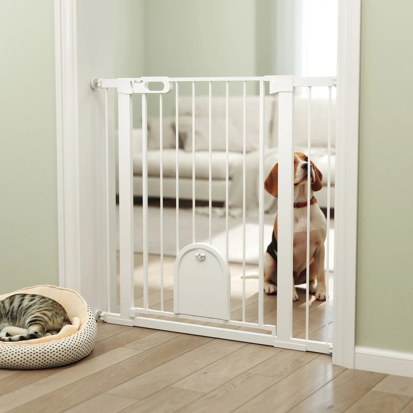 30"-41" Extra Wide Pet Gate, 35"H, Small Door, White Houses, Kennels & Pens at Gallery Canada