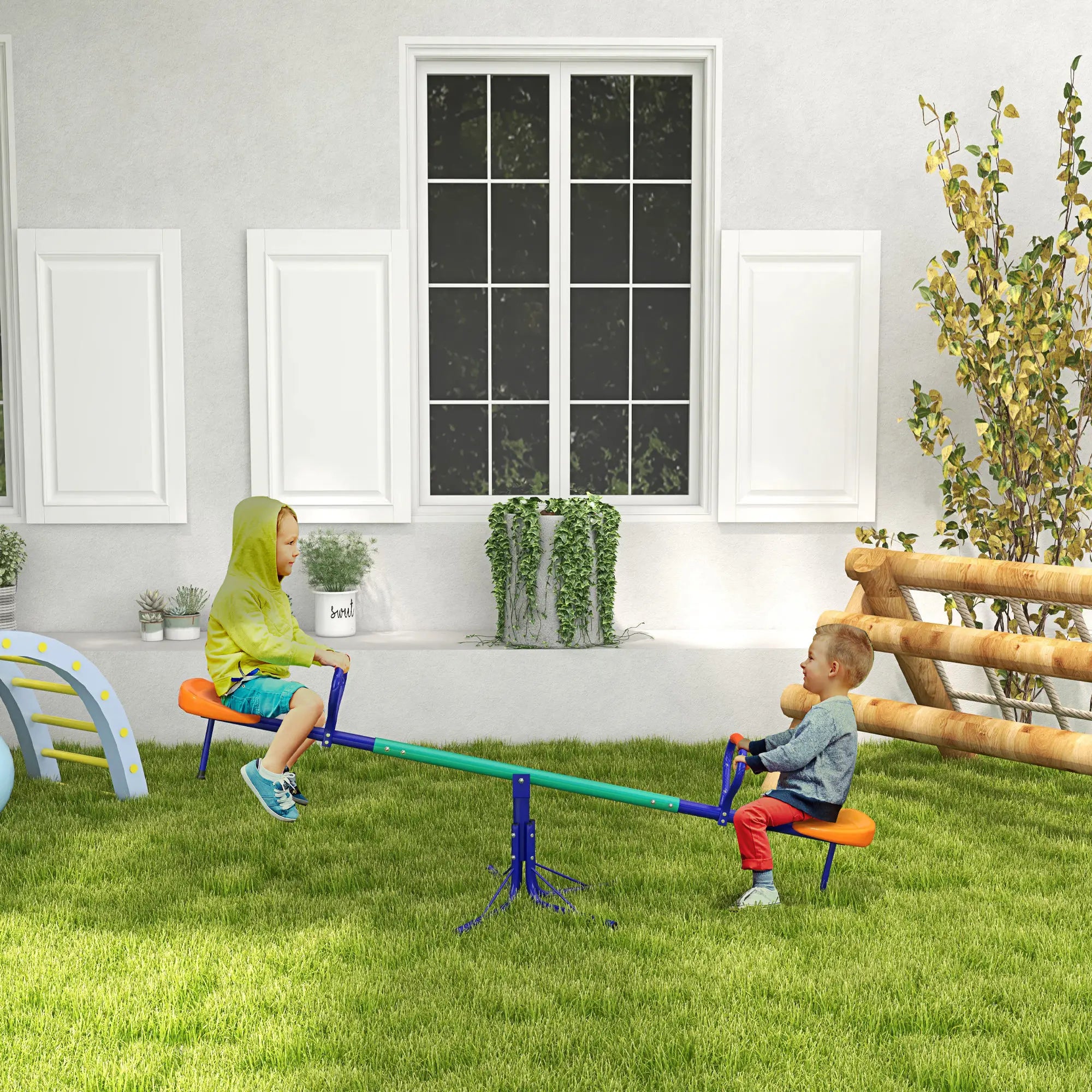 Kids Seesaw Swivel, 360 Degrees Rotating, Outdoor Playground Equipment, Multicoloured Gym Sets & Swings at Gallery Canada