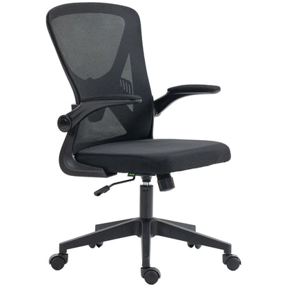Mesh Office Chair, Swivel Desk Chair, Lumbar Support, Adjustable Height, Flip-Up Arm, Black Office Chairs Black at Gallery Canada