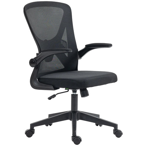 Mesh Office Chair, Swivel Desk Chair, Lumbar Support, Adjustable Height, Flip-Up Arm, Black