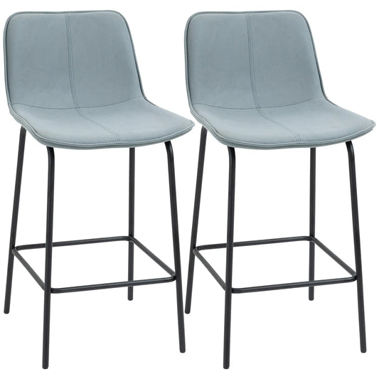 Upholstered Counter Height Bar Stools, Set of 2, Steel Legs Bar Stools Light Grey, Black at Gallery Canada