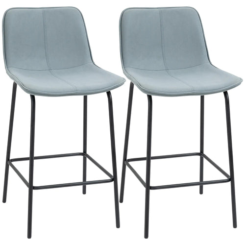 Upholstered Counter Height Bar Stools, Set of 2, Steel Legs